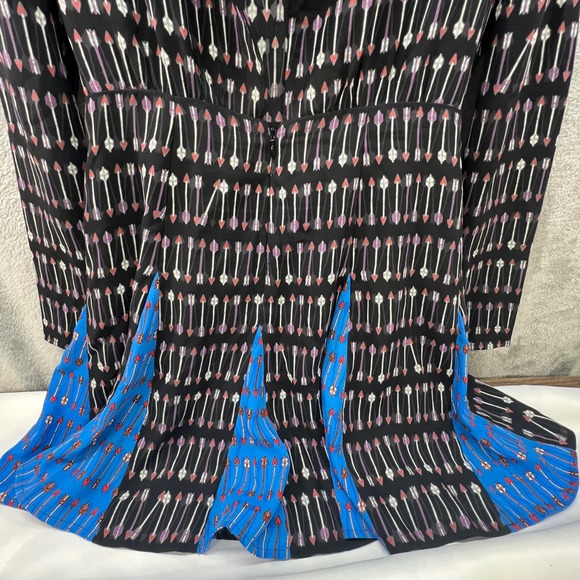 BCBG MAXAZRIA Black Arrow Print Size 6 Mini Dress Whimsigoth Skater Boho Chic - Picture 10 of 14
